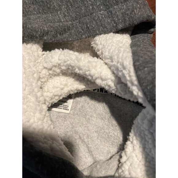 Victorias Secret PINK Gray Hooded Sweatshirt Size L Serpa lined Hood - Picture 6 of 6